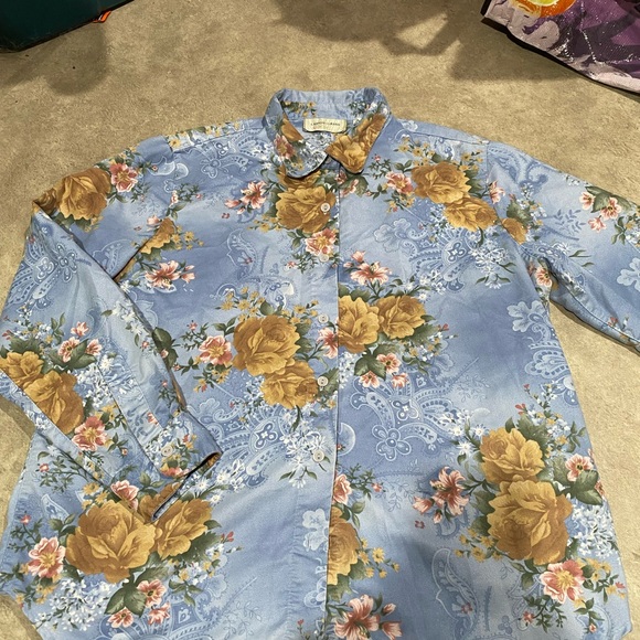 Lemon Grass Women’s Floral Button Up Long Sleeve Shirt Blouse Large‎ Polyester - Picture 1 of 3